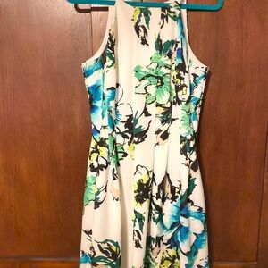 Vince Camuto Floral Midi Dress - White, Blue, and Green